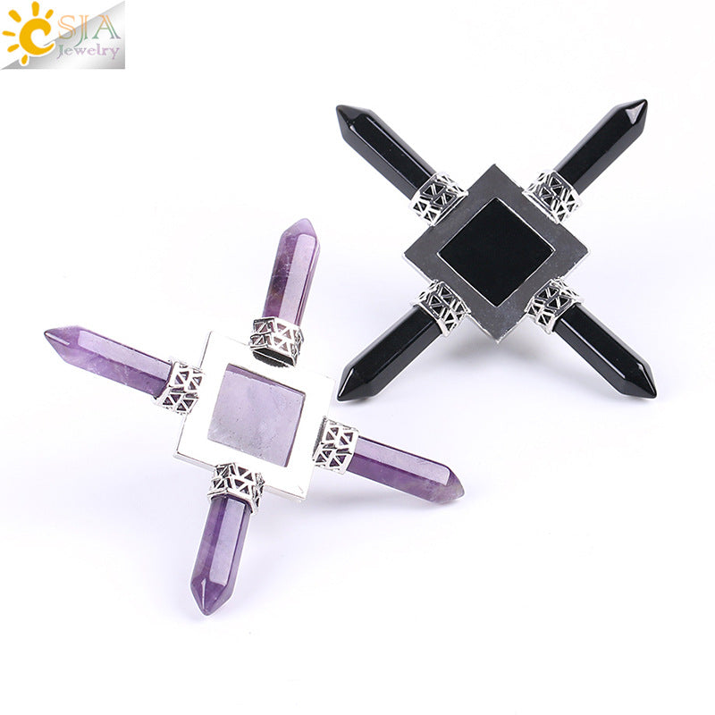 European and American natural crystal ornaments energy generation pyramid pink crystal white crystal obsidian amethyst feng shui object