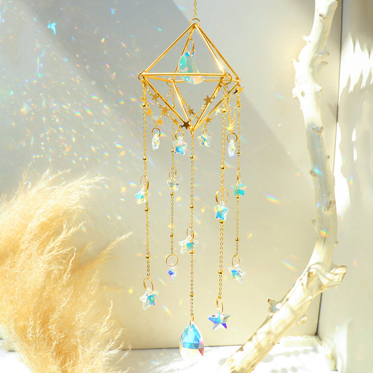 Amazon cross-border metal star moon sun catcher pendant bedroom room wind chime pendant wall decoration pendant