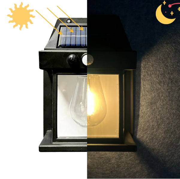 Outdoor Solar Wall Lamp Day and Night